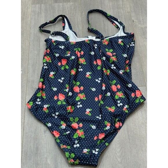 ModCloth Womens Brandy One Piece Swimsuit Underwire Fruity Polka Dot Navy Size M - Picture 3 of 10